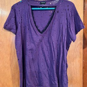Torrid Perforated Distressed Burn Out T-Shirt Sz. 00/M